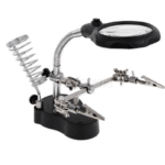 2 Helping Clips LED Light Magnifier Desk Table Lamp 3.5x 12x Magnifying Lens