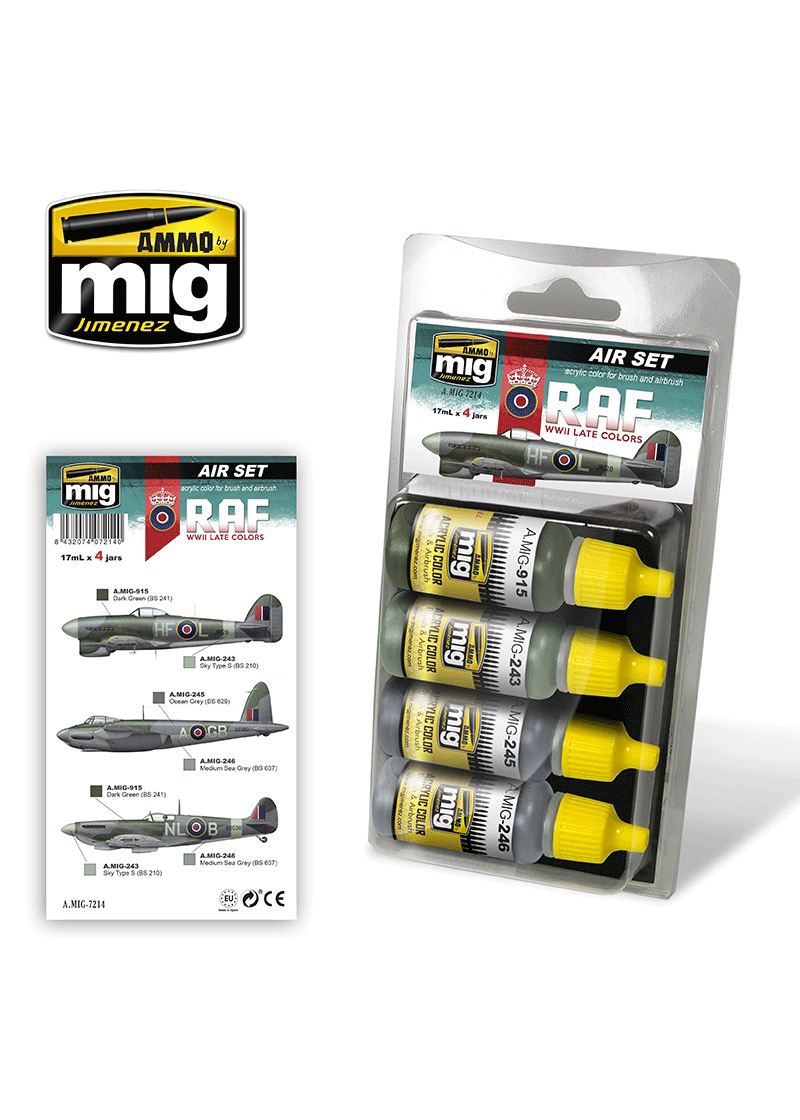 AMMO of Mig Jimenez A.MIG-7214 Late WWII RAF colors Set