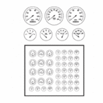 Model Car Garage Modern Style Gauge Faces: black letters on clear background