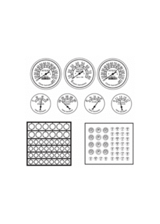 Model Car Garage Gauge Bezels: Classic style faces, black letters on clear background