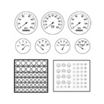 Gauge Bezels: Modern style faces, black letters on clear background