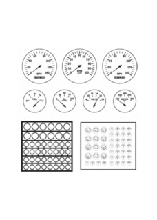 Gauge Bezels: Modern style faces, black letters on clear background