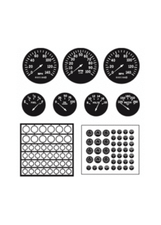 Model Car Garage Gauge Bezels: Modern style faces, clear letters on black background