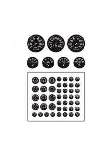 Model Car Garage Modern Style Gauge Faces: clear letters on black background