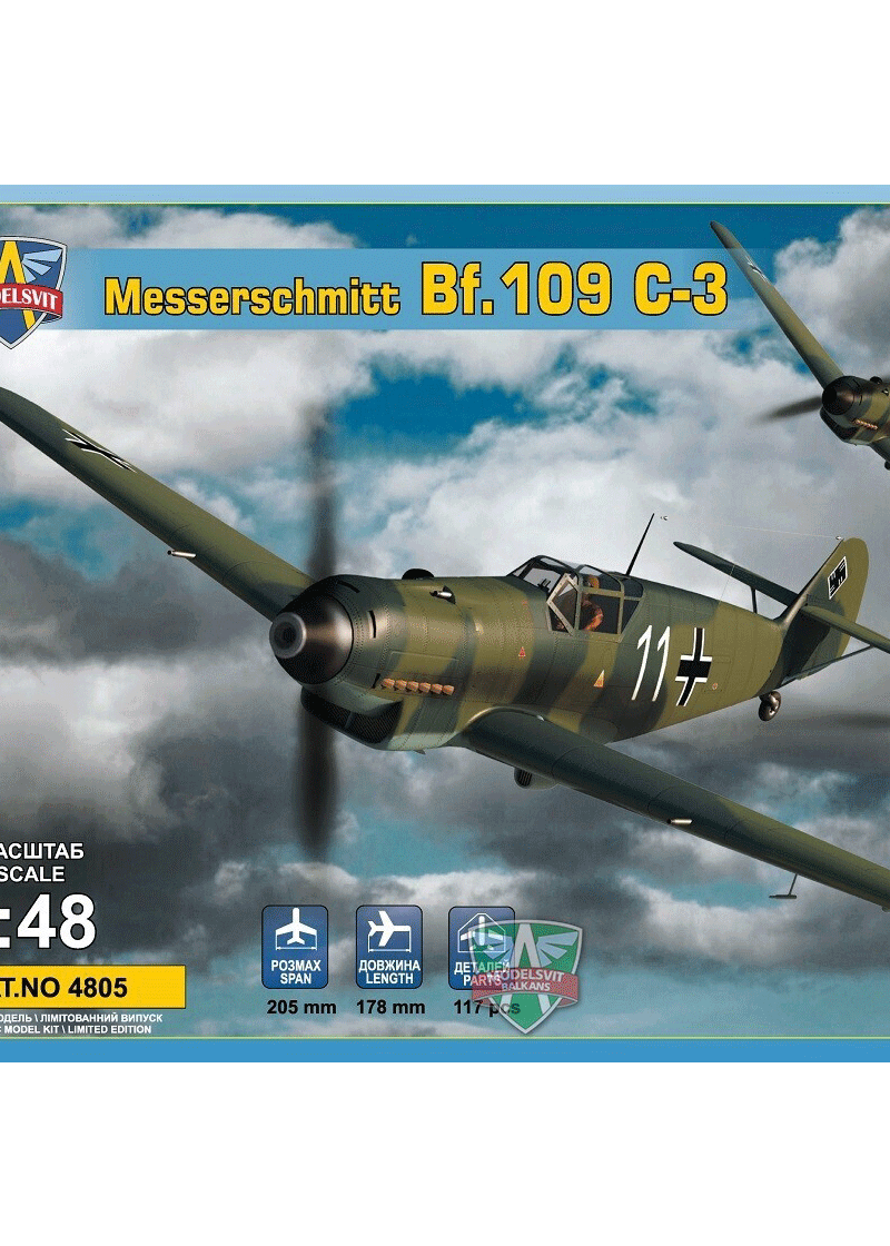 ModelSvit 4805 1/48 Messershmitt Bf.109 C-3 Plastic Model Kit