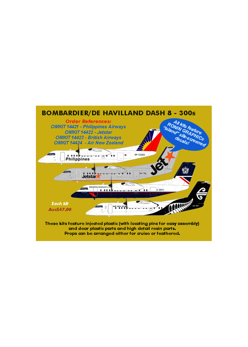 Ozmods Bombardier Dash 8 300 Jetstar with resin parts