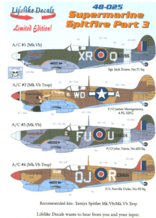 Lifelike Decals 48-025 - Supermarine Spitfire, Part 3