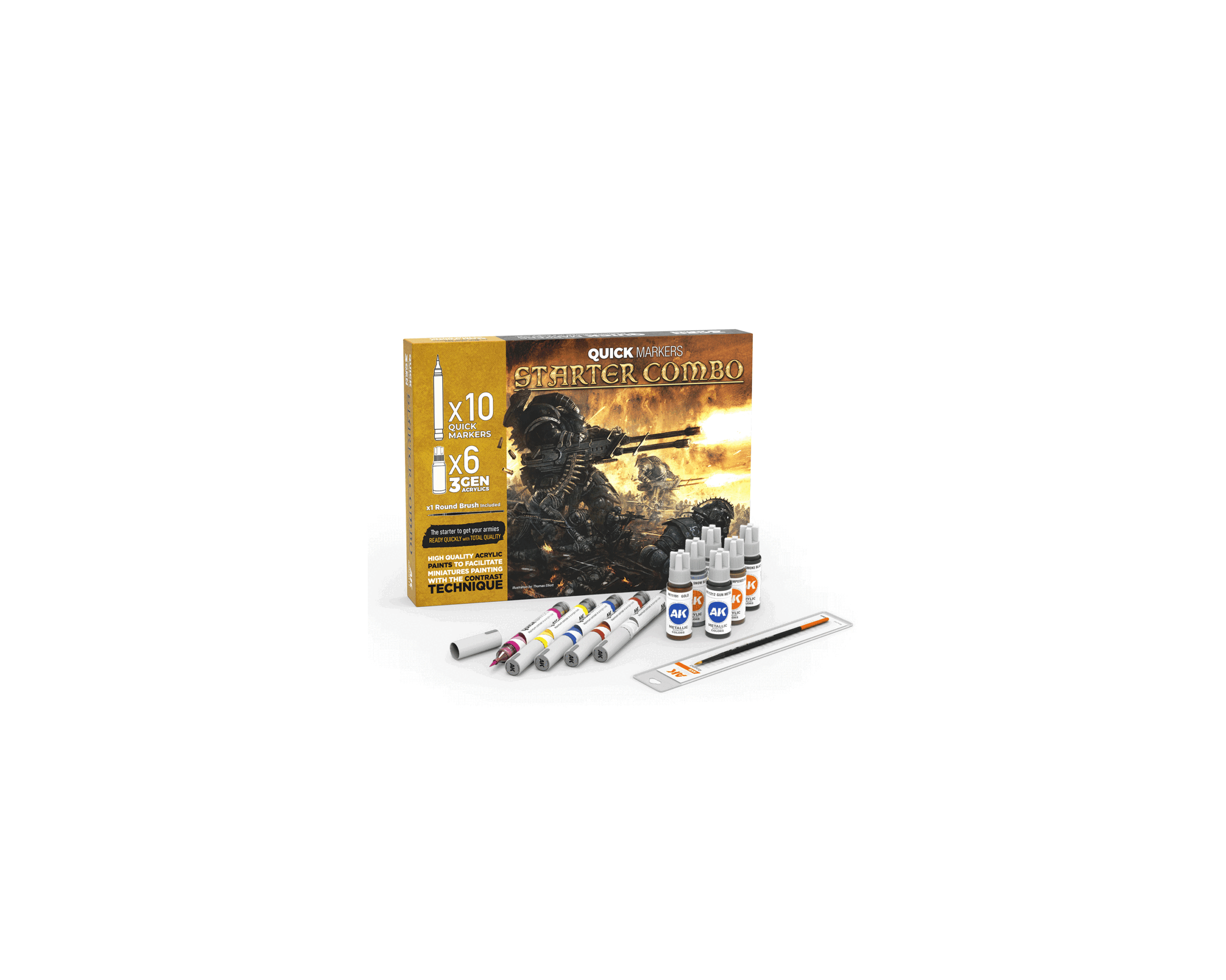 AK Interactive starter combo-quick marker + 3Gen + free brush